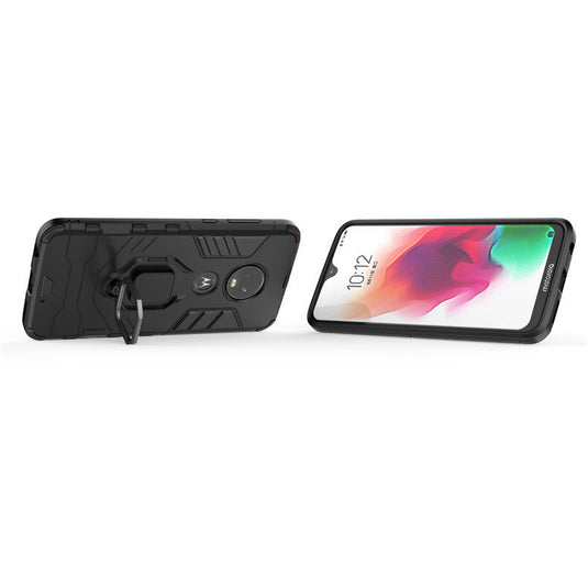 [Magnetic Kickstand] Motorola Moto G7/G7 Plus - Shield Shockproof Rugged Heavy Duty Case With 2PC Tempered Glass Screen Protector