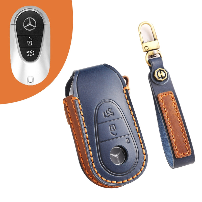 Load image into Gallery viewer, Mercedes Benz Handcrafted Genuine Leather Car Key Protective Case For Benz S-Class
