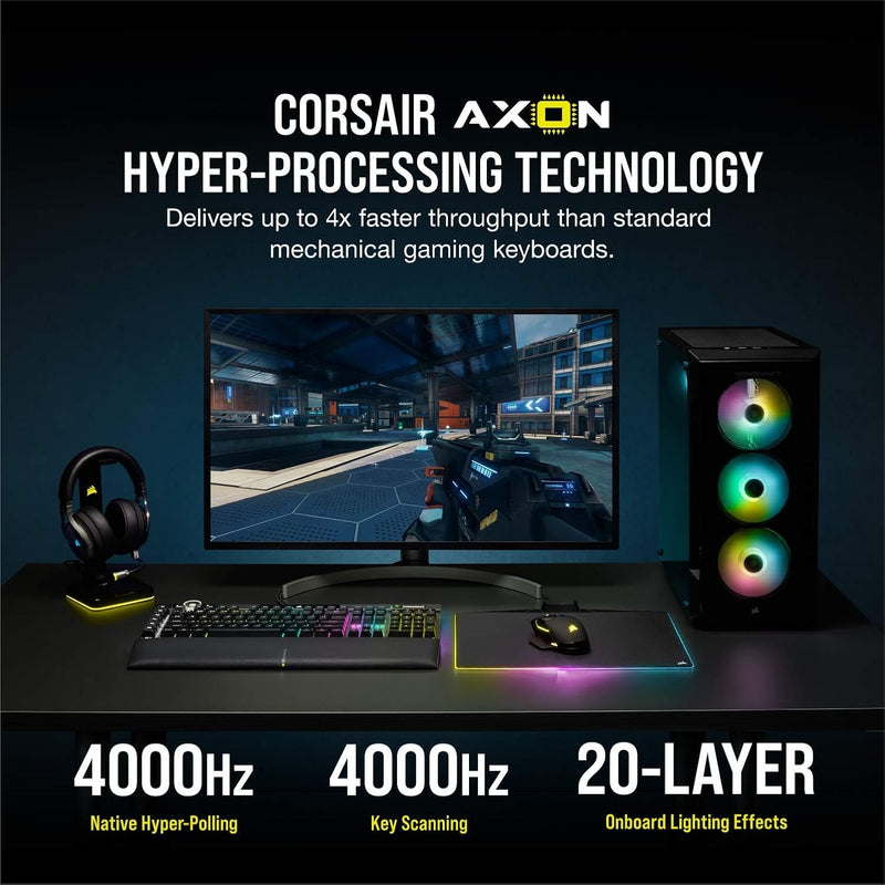 Load image into Gallery viewer, CORSAIR K100 RGB Optical-Mechanical Gaming Keyboard - Corsair OPX RGB Optical-Mechanical Keyswitches - AXON Hyper-Processing Technology for 4X Faster Throughput - 44-Zone RGB LightEdge
