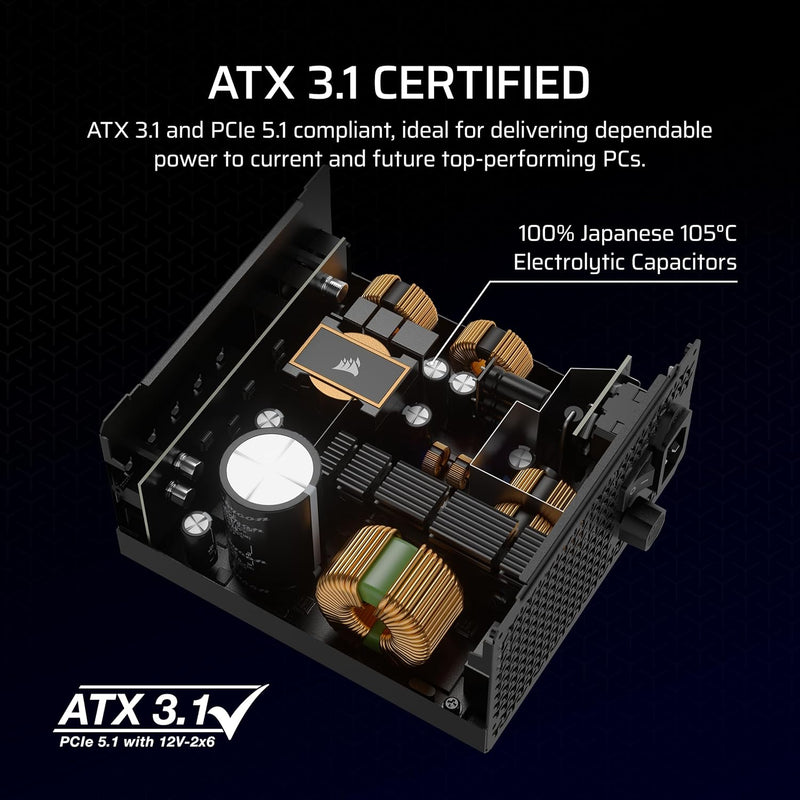 Load image into Gallery viewer, CORSAIR RM850x 850W Fully Modular Low-Noise ATX Power Supply – ATX 3.1 Compliant – PCIe 5.1 Support – Cybenetics Gold Efficiency – Native 12V-2x6 Connector
