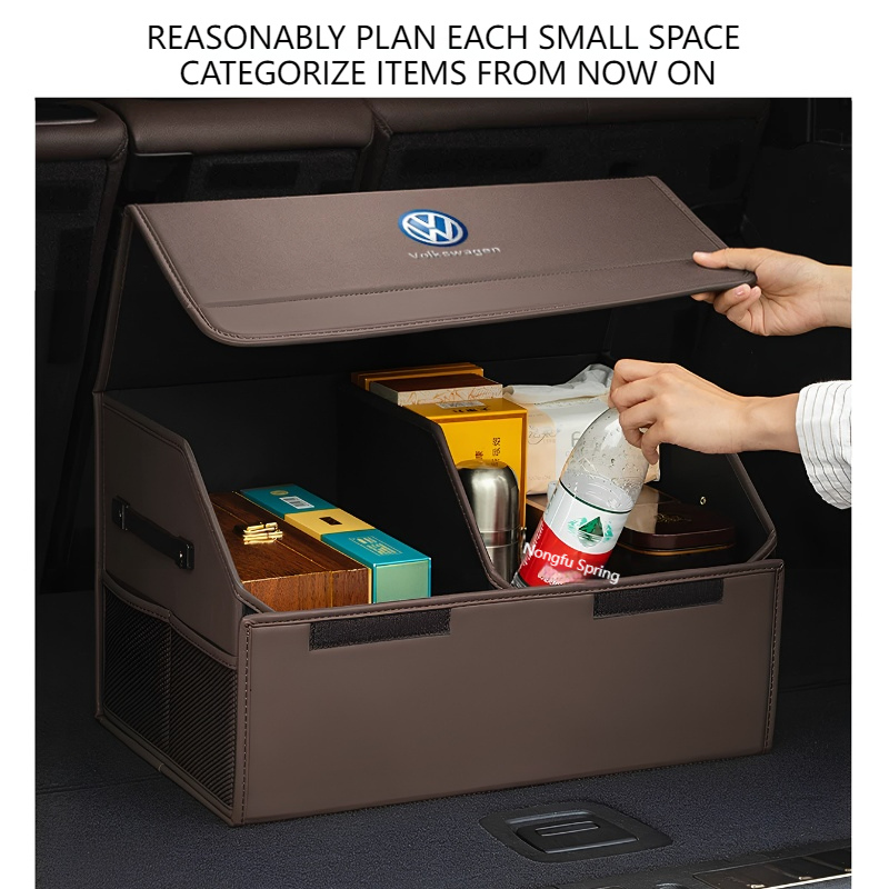 Load image into Gallery viewer, Volkswagen Microfiber Leather Car Trunk Storage Box for Tiguan, Golf, T-Roc, Amarok, Passat, Touareg, Taos, Atlas, ID.3, ID.4
