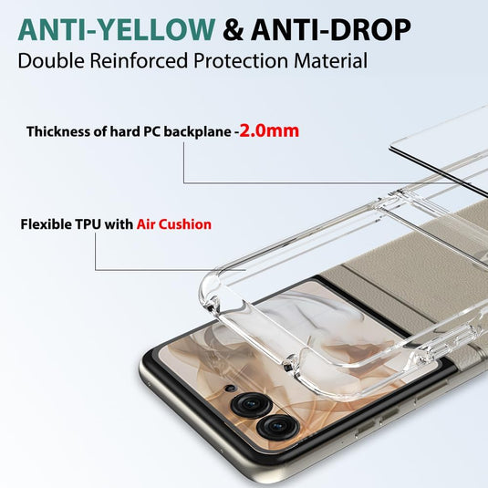 Motorola Moto Razr 2024 - AirPillow Cushion Transparent Soft Clear TPU Case With 2PC 9H Tempered Glass Screen Protector