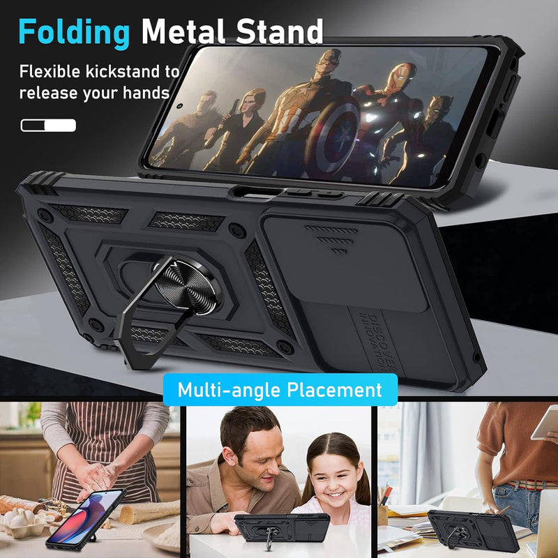 Load image into Gallery viewer, [Magnetic Ring Kickstand][Slide Camera Cover] Motorola Moto G Stylus 5G 2023 - Shield Shockproof Rugged Heavy Duty Case With Screen Protector With 2PC Tempered Glass Screen Protector
