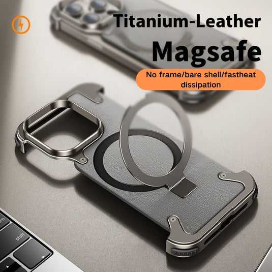 [Genuine Leather] Apple iPhone 15/Plus/Pro/Max - Frame-less Style Magsafe Magnetic Phone Case