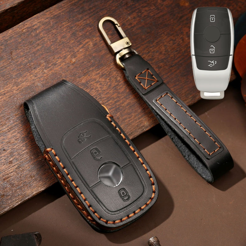 Load image into Gallery viewer, Mercedes Benz Handcrafted Genuine Leather Car Key Protective Case For Benz E-Class
