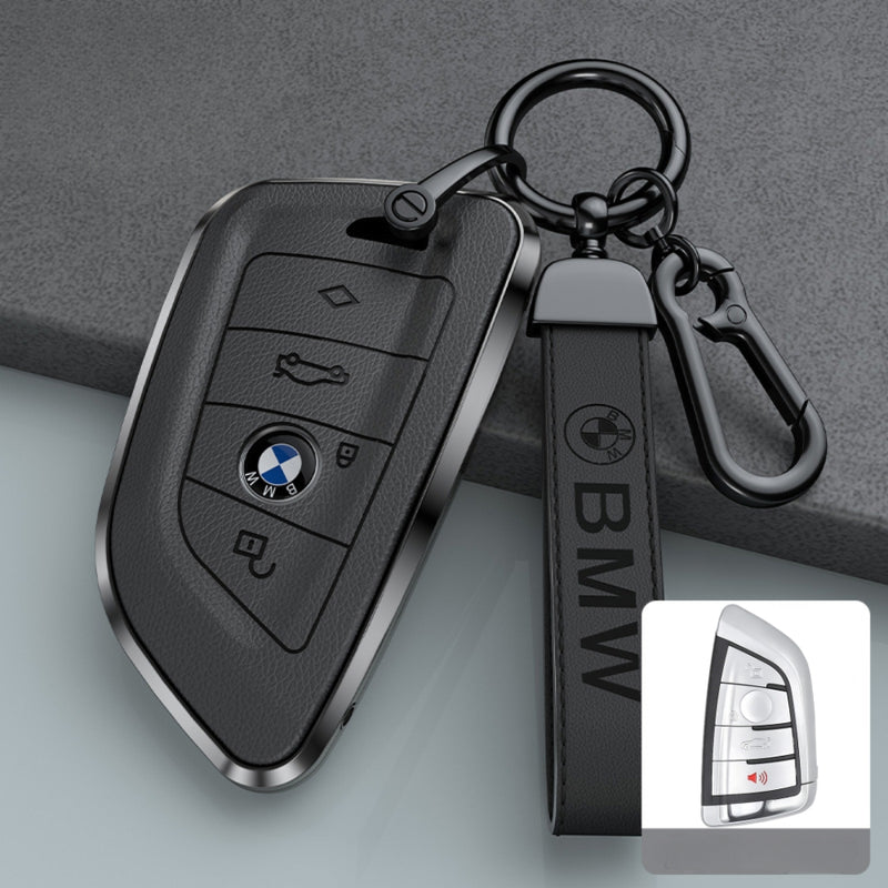 Load image into Gallery viewer, BMW Zinc Alloy + Leather Protection Car Key Case For 1, 2, 3, 5, 7 Series, X3, X5, X6
