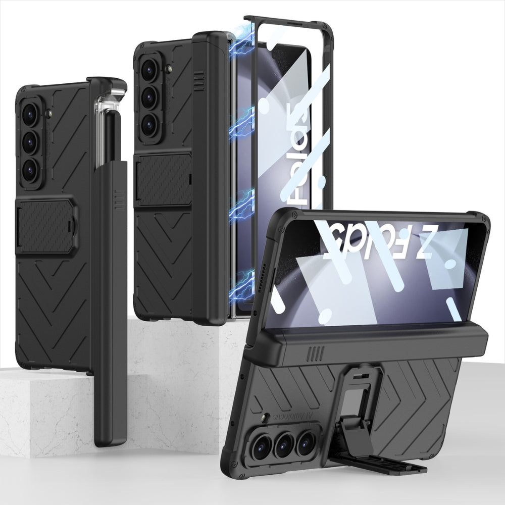 [With Pen Slot] [With Stand] Samsung Galaxy Z Fold 5(SM-F946) - Foldable Magnetic S Pen Creative Storage Armor Protective Case - i-Station Mobile Phone & Electronic Device Repair and Accessories