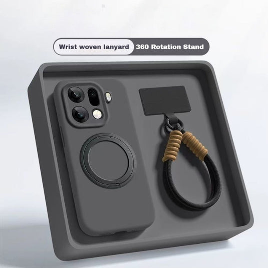 OPPO Find X10/Pro Max/X10 E - 360° Rotatable Stand Liquid Silicone Case with Braided Lanyard - i-Station Mobile Phone & Electronic Device Repair and Accessories