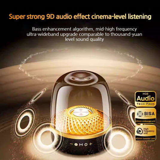 [L21 Max][With Speakers & Stand] 2.1 Channel RGB Crystal Clear Desktop Speaker with Bluetooth 5.4 & AUX-IN, Black & Gold Collector’s Edition