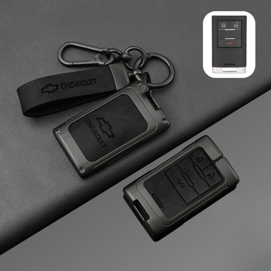 Chevrolet Zinc Alloy + PU Leather Car Key Fob Case Cover For Malibu, Equinox, Trax, Express, Silverado, Captiva