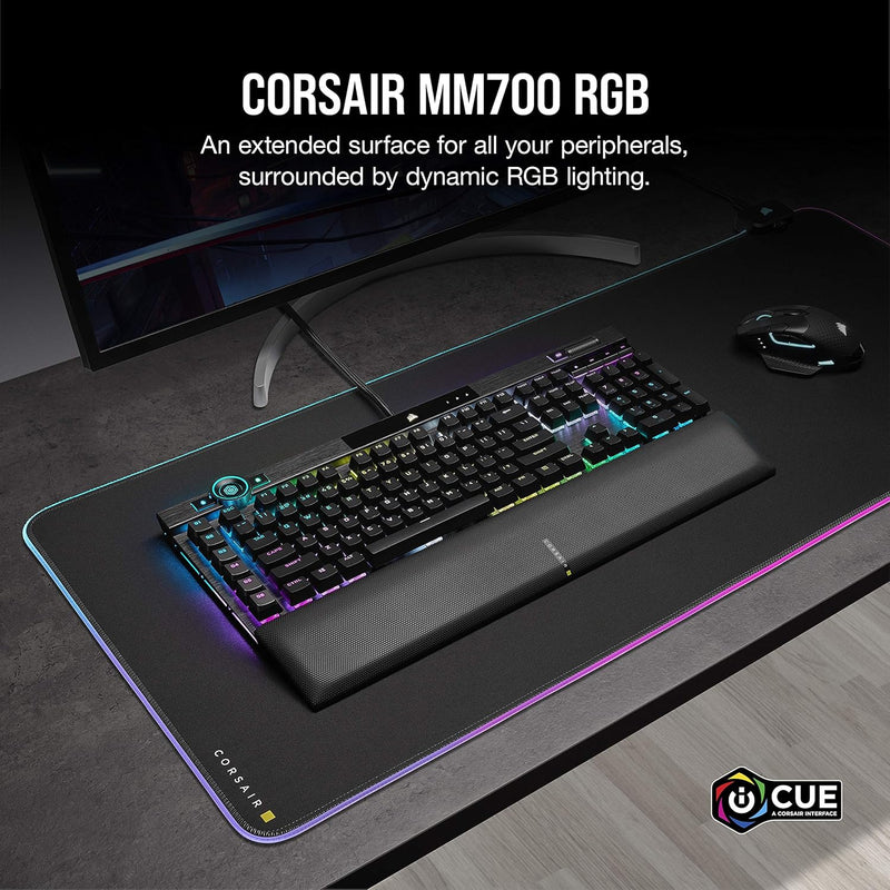 Load image into Gallery viewer, CORSAIR MM700 RGB Extended XL Cloth Gaming Mouse Pad Black CH-9417070-WW
