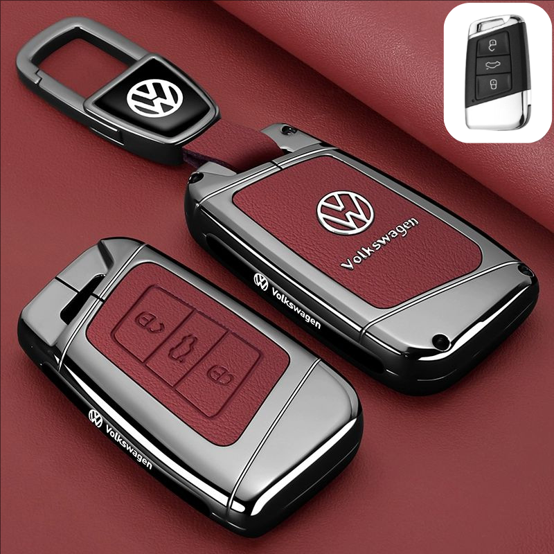 Load image into Gallery viewer, Volkswagen Premium Leather Protection Car Key Fob Case Cover For Lavida, Polo, Lamando L, Passat, ID.3, T-Cross, ID.4 X, Tiguan X
