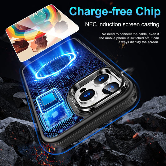 [DIY Display Imaging][Built-in Stand][Magsafe Compatible] Apple iPhone 14/Plus/Pro/Pro Max DIY Smart Protective Case NFC Phone Case Custom Image AI Cell Phone Basic Case Fashion Series Case