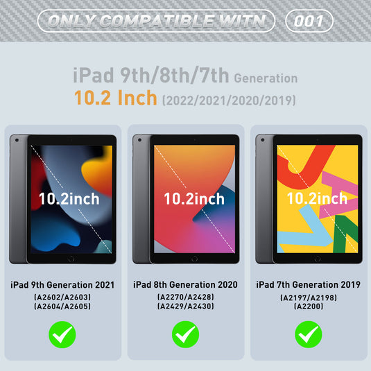 [Built in Stand] Apple iPad 10.2 (2021/2020/2019) (7/8/9th Gen)  Built-in Screen Protector Military-Grade Shockproof Armor Heavy Duty Case