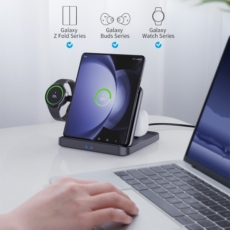 Load image into Gallery viewer, 3-in-1 Wireless Charger for Samsung Galaxy Z Fold, Z Flip &amp;iPhone Series - i-Station Mobile Phone &amp; Electronic Device Repair and Accessories
