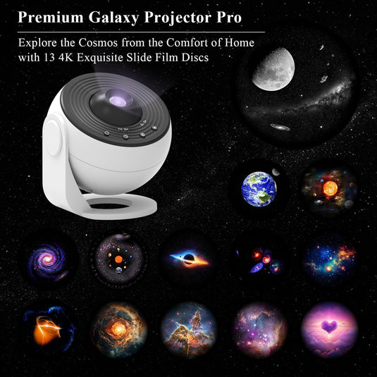 Planetarium Projector Pro, Galaxy Projector Pro for Bedroom, Bluetooth Speaker | 13 HD 4K Film Sheets, Nebula Sky Light Projector For Kids Adults Desktop