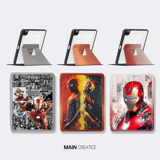 [Built-in Pen Slot] Apple iPad Air 4/5 10.9'' 4/5th Gen (2020/2022) Iron Man Smart 360° Degree Rotate Stand Shockproof Flip Cover Case