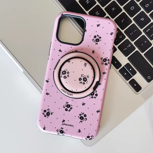 [Magsafe Compatible] Apple iPhone 17/Pro/Max - Ditsy Floral Design 2-in-1 Shockproof Phone Case with Stand