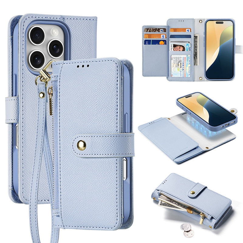 Load image into Gallery viewer, [Detachable][With Card Slot] Apple iPhone 16/Pro/Plus/Max - Detachable Magnetic Genuine Leather Wallet Case
