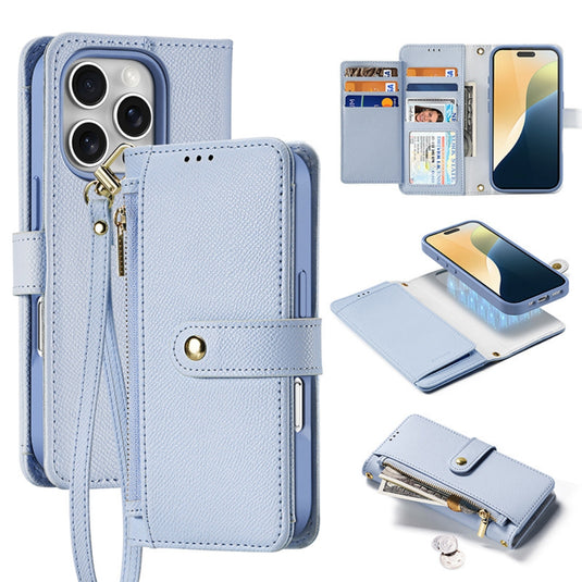 [Detachable][With Card Slot] Apple iPhone 16/Pro/Plus/Max - Detachable Magnetic Genuine Leather Wallet Case