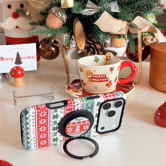 [Magsafe Compatible] Apple iPhone 17/Pro/Max - Christmas 2-in-1 Shockproof Phone Case with Stand