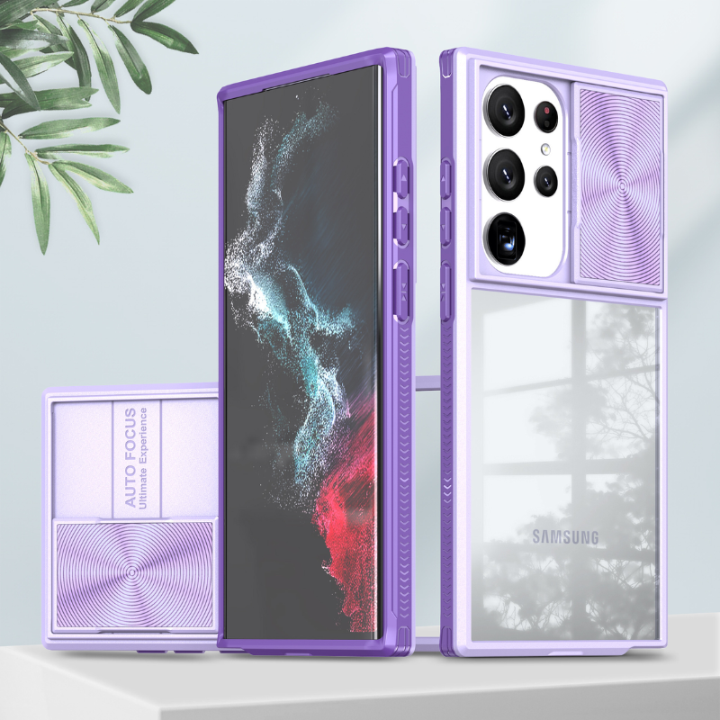 [With Slide Len Cover] Samsung Galaxy S24 SM-S921/Plus SM-S926/Ultra SM-S928 Transparent Shockproof Phone Essentials Series Case - i-Station Mobile Phone & Electronic Device Repair and Accessories