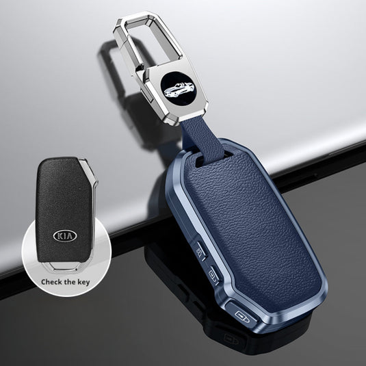 Kia Aluminum Alloy Genuine Leather Car Key Fob Case Cover For Sportage, EV6 GT, K3, K5, Optima, Cerato, Seltos, Sorento - i-Station Mobile Phone & Electronic Device Repair and Accessories