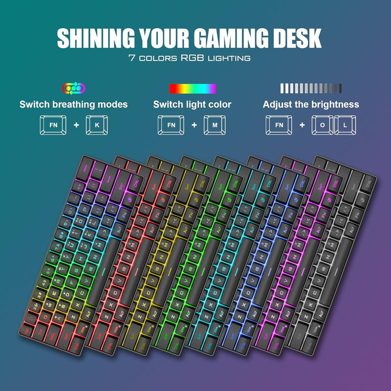 Load image into Gallery viewer, 60% Gaming Keyboard and Mouse Combo, Ultra-Compact 61 Keys RGB Backlit Mini Keyboard, Lightweight 6400 DPI Honeycomb Optical, Wired Gaming Set for PC MAC PS5 Xbox Gamer
