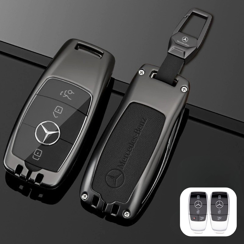 Load image into Gallery viewer, Mercedes Benz Alloy + Leather Protection Car Key Fob Case Cover For Benz A, B, C, E, S, G-Class, GLA, GLB, GLC, GLE, GLS, CLA, CLS, EQC - i-Station Mobile Phone &amp; Electronic Device Repair and Accessories
