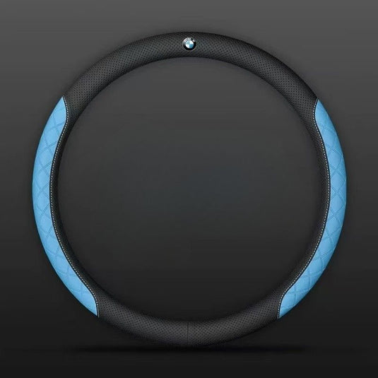 BMW PU Leather Steering Wheel Cover with Heat-Pressed Embossed Texture For 5 Series (530), 3 Series, 7 Series, 1 Series, X1, X2, X3, X4, X5, i3, iX3