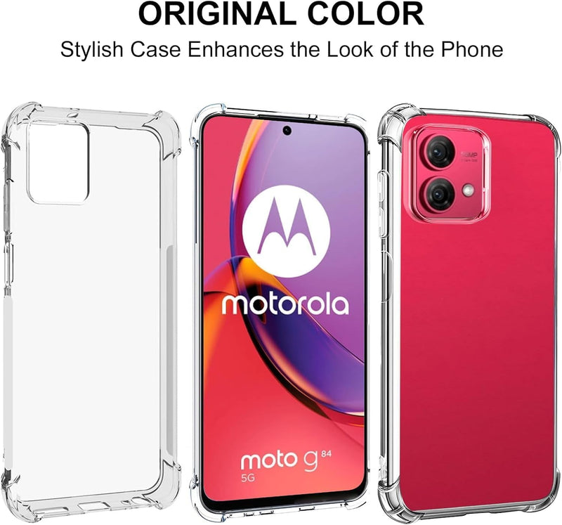 Load image into Gallery viewer, Motorola Moto G84 5G - AirPillow Cushion Transparent Soft Clear TPU Four Corners Protective Case With 2PC 9H Tempered Glass Sreen Protector
