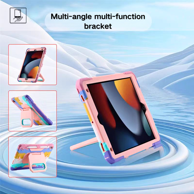 Load image into Gallery viewer, [Built-in Stand] Apple iPad 7/8/9 10.2&#39;&#39; 7/8/9th Gen (2019/2020/2021) Rotating Hand Strap Shockproof Protective Case With Pencil Slot
