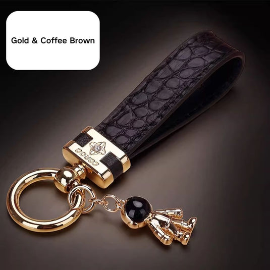 Premium Genuine Leather Keychain Pendant, Refined & Timeless Gift