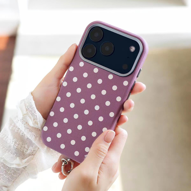 Load image into Gallery viewer, [Built-in Lint] Apple iPhone 17/Pro/Pro Max - Polka Dot PU Leather Full-Cover Shockproof Case
