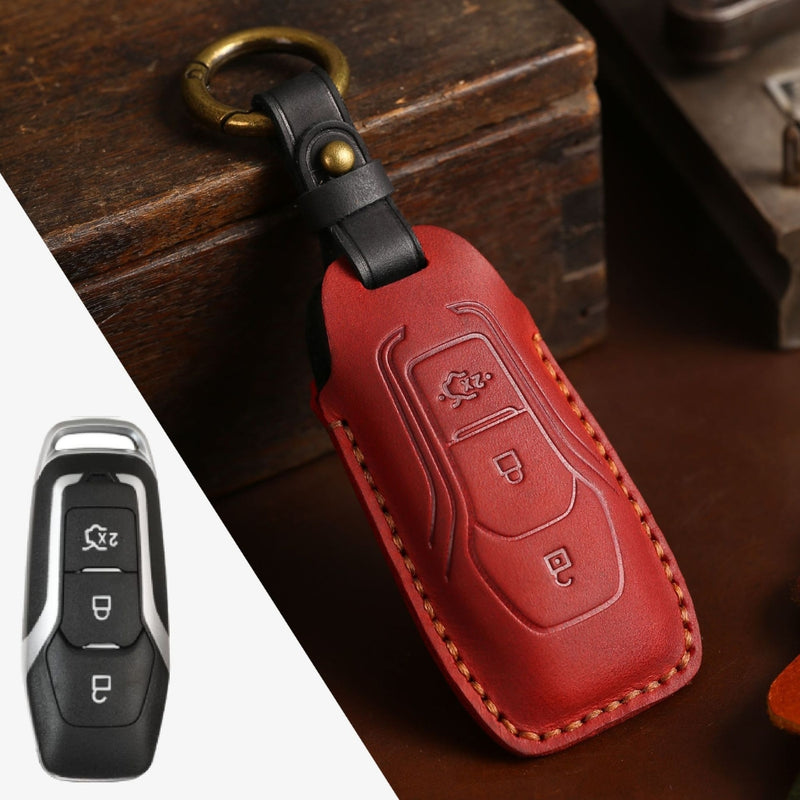 Load image into Gallery viewer, Ford Handcrafted Genuine Leather Car Key Protective Case For Edge, Mondeo, Ka, Fiesta, Focus, Galaxy, Mustang, Kuga
