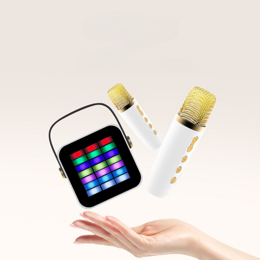 Portable Bluetooth Karaoke Speaker with LED, Wireless Handheld Microphone for Outdoor & Home Use