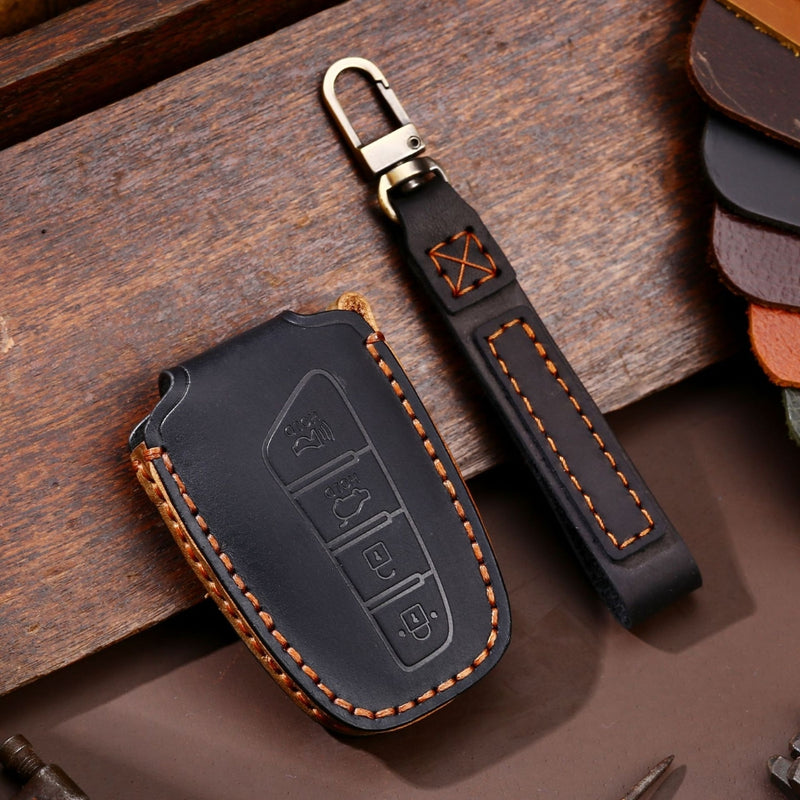 Load image into Gallery viewer, Hyundai Handcrafted Genuine Leather Car Key Protective Case For Santa Fe, Sport, Ix45, Equus, Centennial, Genesis G80, Grandeur, Azera
