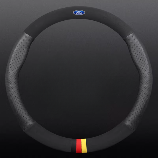 Ford Leather & Carbon Fiber Car Steering Wheel Covers for Mondeo, Focus, Edge, Escort, Kuga, Escape, Taurus