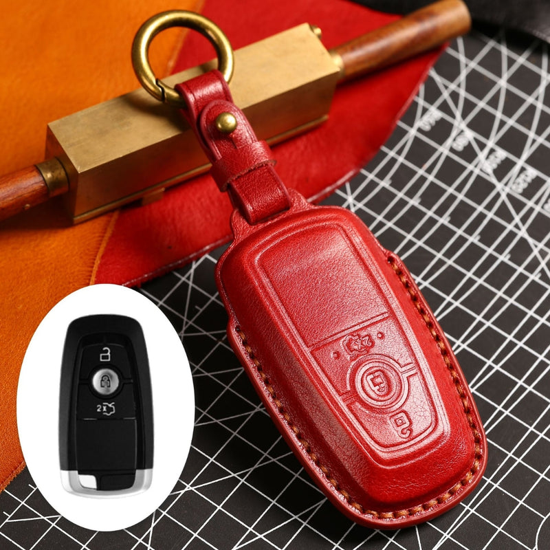 Load image into Gallery viewer, Ford Handcrafted Genuine Leather Folding Key Protective Case For Raptor F-150, Focus, Escort, Mondeo, Edge, Explorer, Mustang
