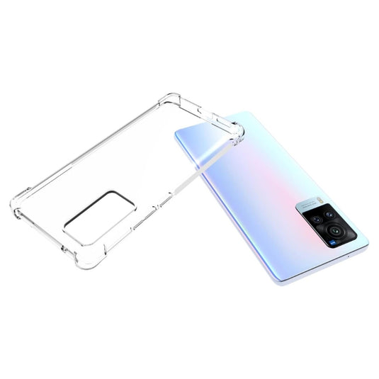 Vivo X60 Pro - AirPillow Cushion Transparent Soft Clear TPU Four Corners Protective Case With 2PC 9H Tempered Glass Screen Protector