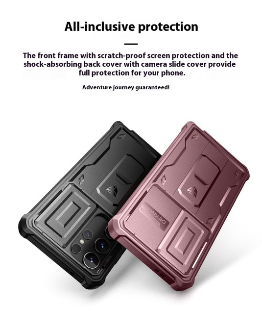 [Built-in Stand][Dustproof Lens Cap]Samsung Galaxy S24/Ultra/Plus/FE - Heavy Duty Defender Armor Drop Proof Stand Case