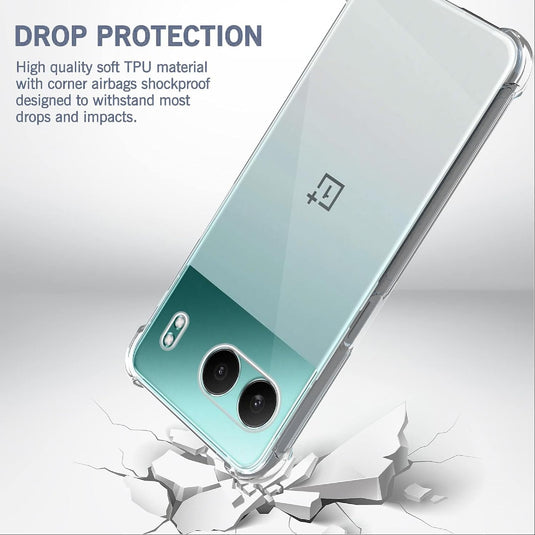 OnePlus 1+Nord 4 - AirPillow Cushion Transparent Soft Clear TPU Four Corners Protective Case With 2PC 9H Tempered Glass Screen Protector