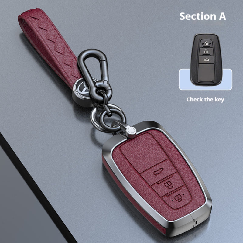 Load image into Gallery viewer, Toyota Zinc Alloy Leather Key Case For Camry, C-HR, Corolla, RAV4, Avalon, Land Cruiser, Prado, Prius
