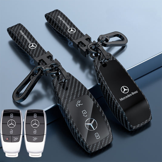 Mercedes Benz Zinc Alloy + Carbon Fiber Texture Car Key Case For Benz A, B, C, E, S, G-Class, GLA, GLB, GLC, GLE, GLS, CLA, CLS, EQC