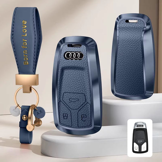 Audi Aluminum Alloy Leather Car Key Fob Case Cover For A6L, A4L, Q5L, A3L, Q3, Q2L, A5, A7L, Q7, A8, Q4 e-tron - i-Station Mobile Phone & Electronic Device Repair and Accessories