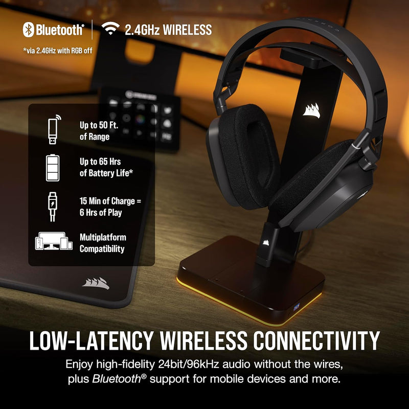 Load image into Gallery viewer, Corsair HS80 MAX Wireless Multiplatform Gaming Headset With Bluetooth - Dolby Atmos - Omnidirectional Microphone - iCUE Compatible - PC, Mac, PS5, PS4, Switch, Mobile
