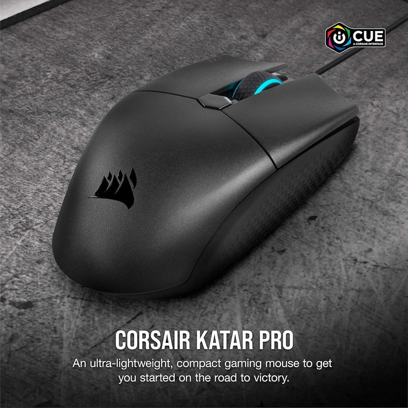 Load image into Gallery viewer, CORSAIR KATAR PRO Ultra-Light Gaming Mouse - FPS/MOBA Mouse, Symmetric Shape, 12,400 DPI Optical Sensor, 6 Programmable Buttons, Plug-and-Play, RGB Backlighting, for Claw and Fingertip Grips
