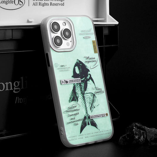 Apple iPhone 15/Pro/Pro Max fishbone specimen design style with laser engraving technique Shockproof Fashion Series Case