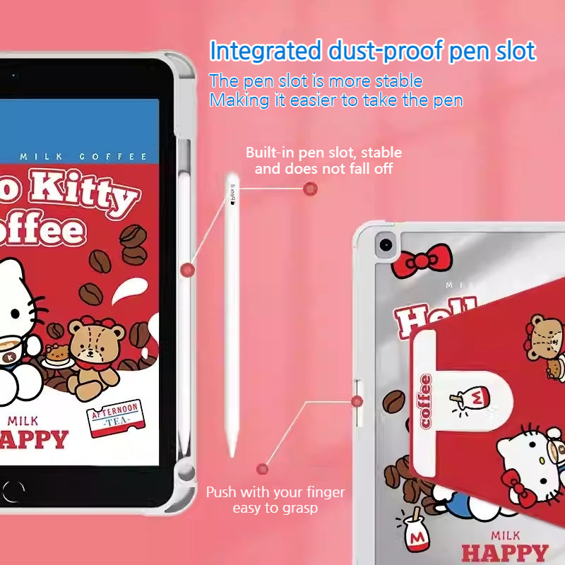 Load image into Gallery viewer, [Built-in Pen Slot] Apple iPad 7/8/9 10.2&#39;&#39; 7/8/9th Gen (2019/2020/2021) Hello Kitty Smart 360° Degree Rotate Stand Shockproof Flip Cover Case
