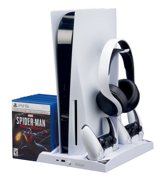 [With Built-in Dual Fan] Sony PlayStation 5 PS5 Multifunctional Charging Dock With Game Storage Station Stand - Polar Tech Australia